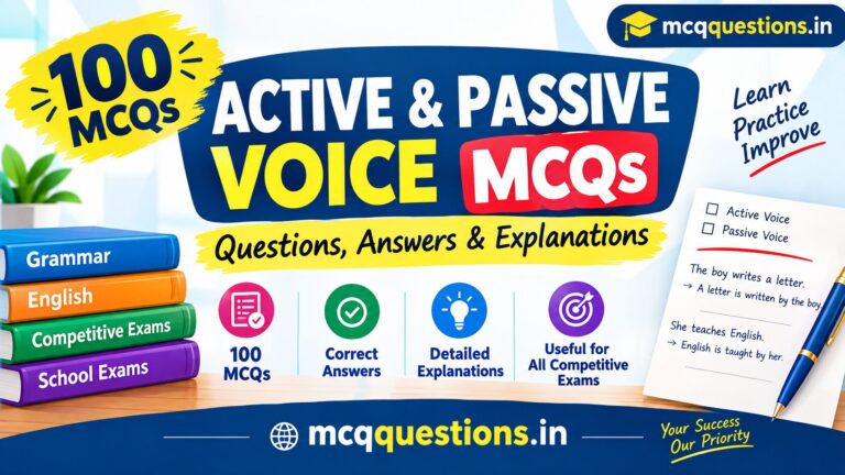 100 ACTIVE & PASSIVE VOICE MCQs Questions, Answers & Explanations
