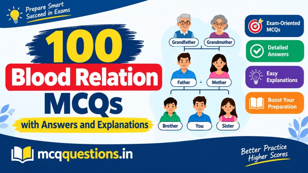 100 Blood Relation MCQs with Answers and Explanations.