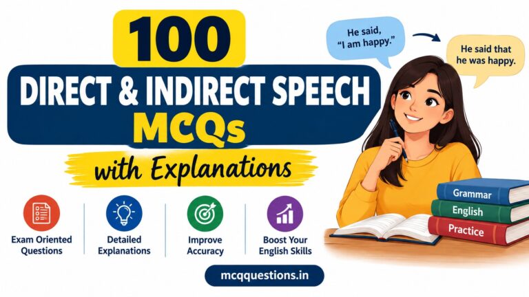 100 Direct & Indirect Speech MCQs with Explanations