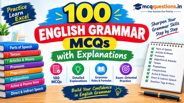 100 English Grammar MCQs Questions, Answers