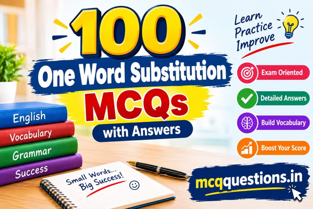 100 One Word Substitution MCQs with Answers