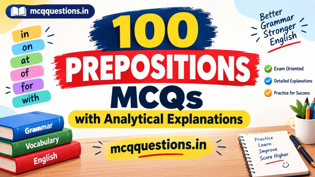 100 Prepositions MCQs with Answers and Analytical Explanations
