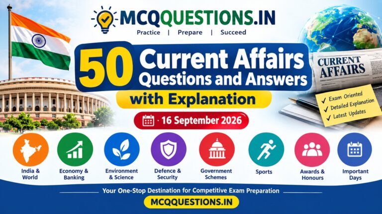 50 Current Affairs Questions and Answers