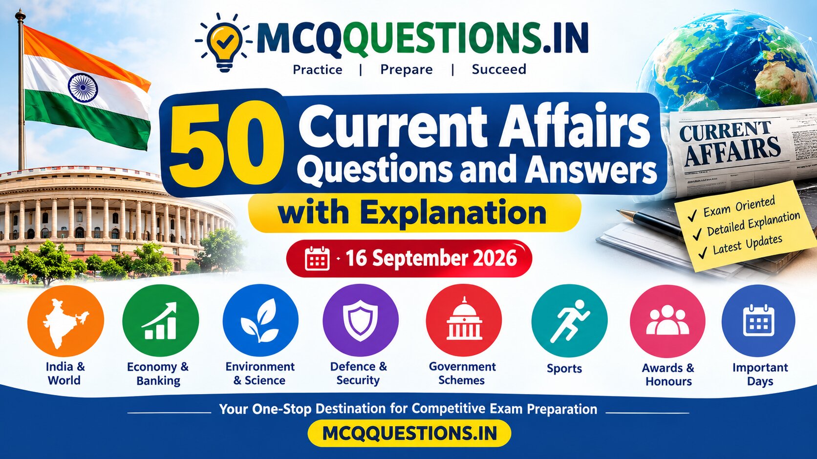 50 Current Affairs Questions and Answers