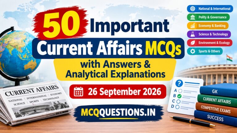 50 Important Current Affairs MCQs with Answers and Analytical Explanations – 26 September 2026