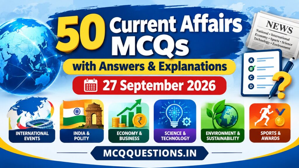 50 Current Affairs MCQs with Answers & Explanations