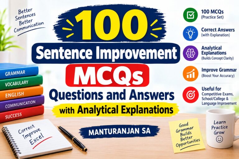 100 Sentence Improvement MCQs with answers and analytical explanations