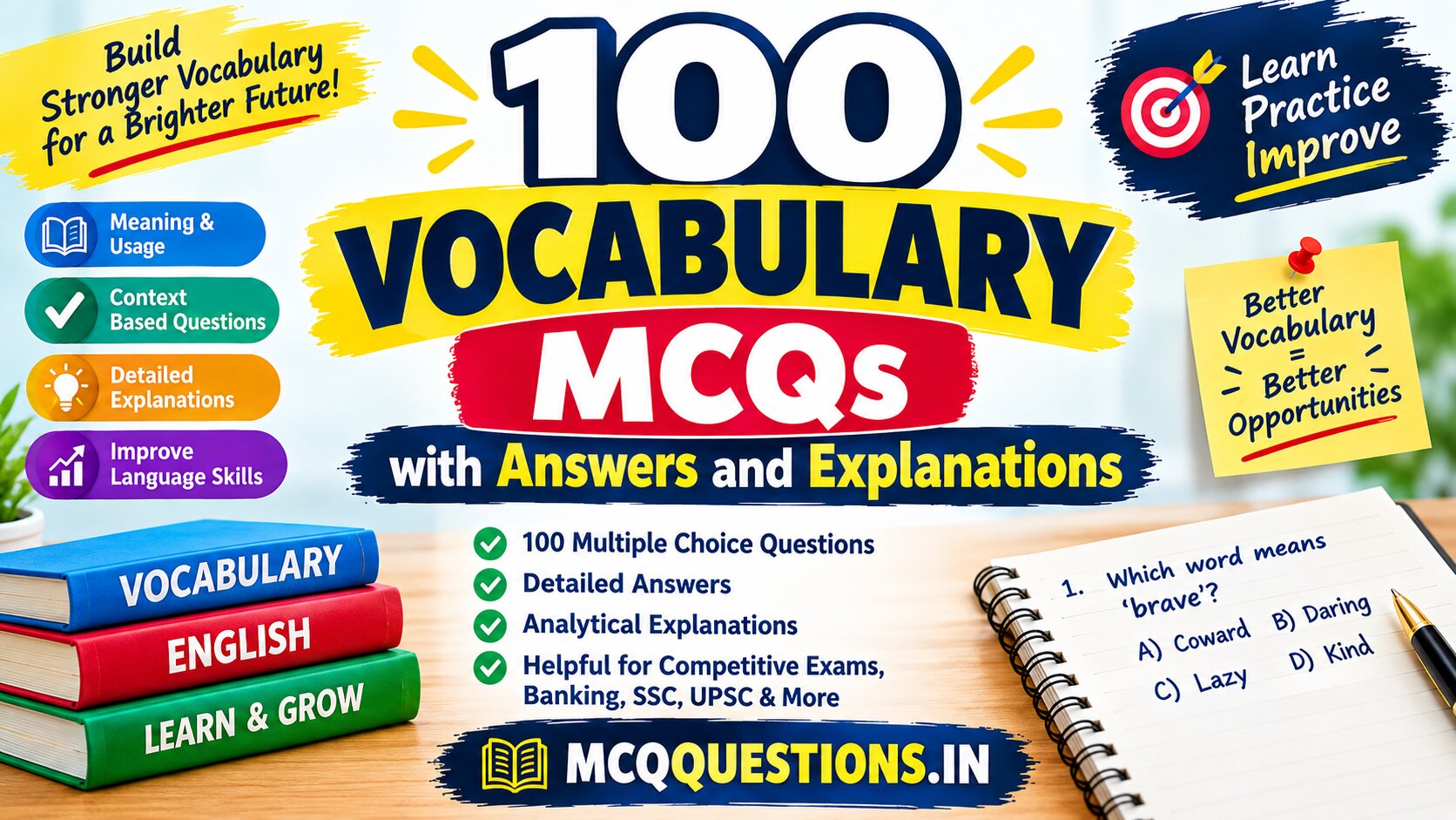 100 Vocabulary MCQs with Answers