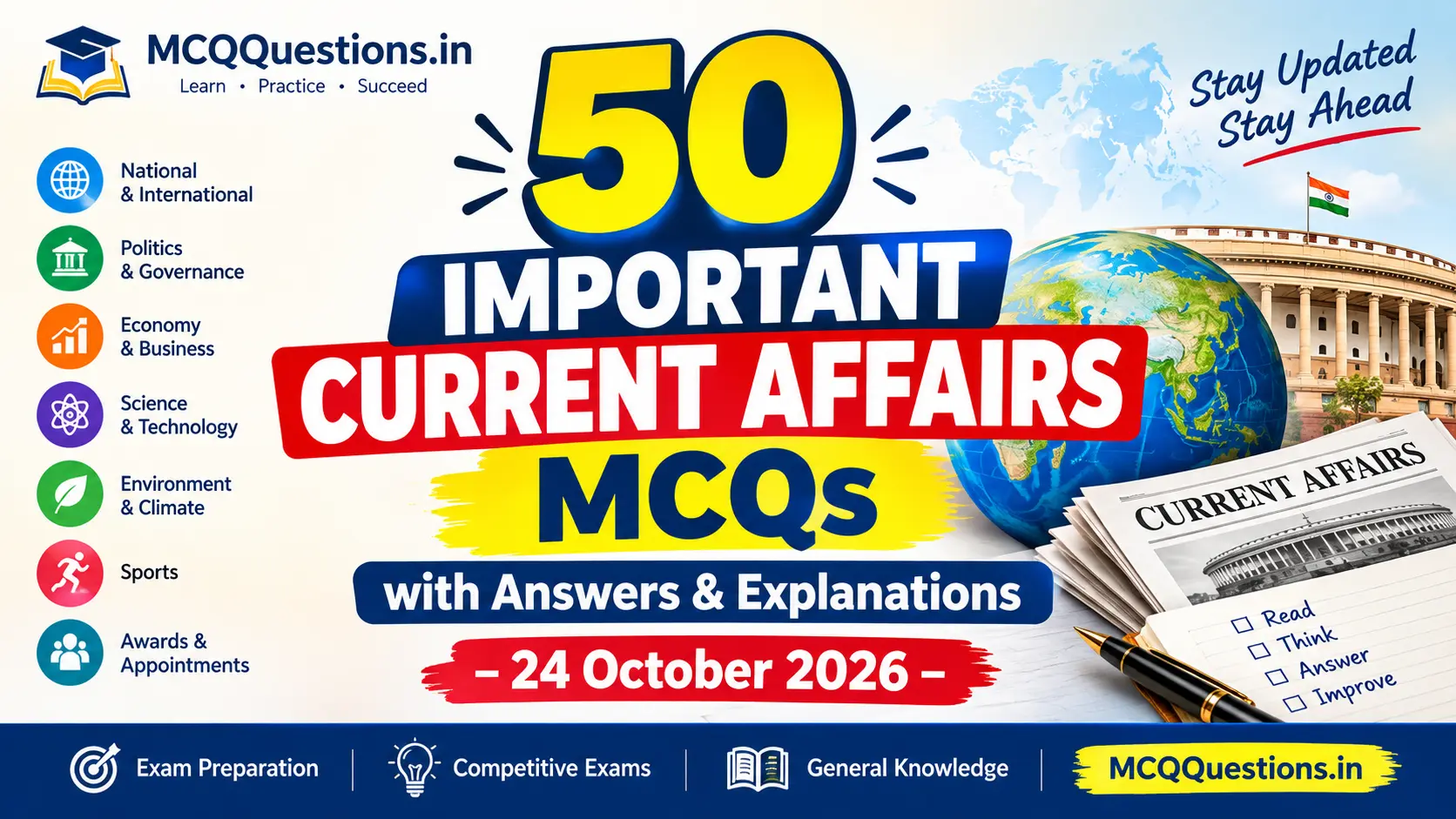 Current Affairs MCQs 24 October 2026