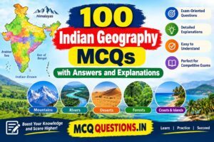 100 Indian Geography MCQs with answers and explanations